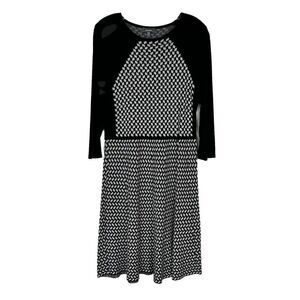 Neiman‎ Marcus Womens Sweater Dress XL (16-18) Black White Geometric Long Sleeve